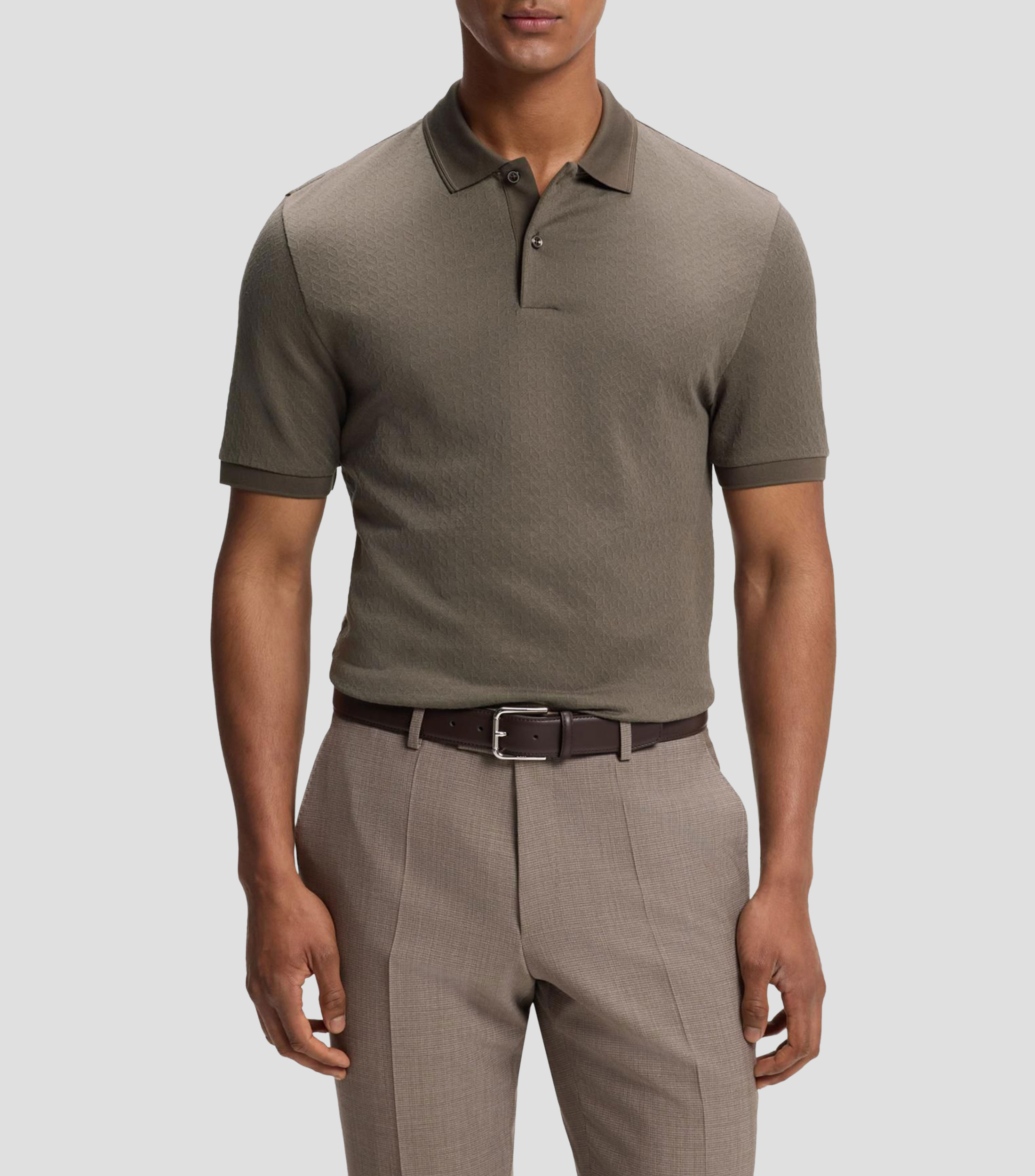 Playera tipo polo regular en jacquard de algodón y seda Hombre